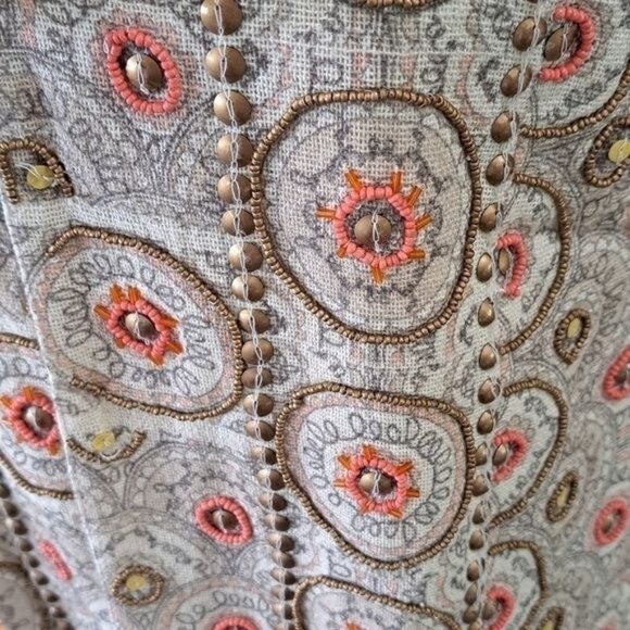 Soft Surroundings Alhambra Long Vest Beaded Geometric Pattern Festival Size  PSM - Picture 2 of 12